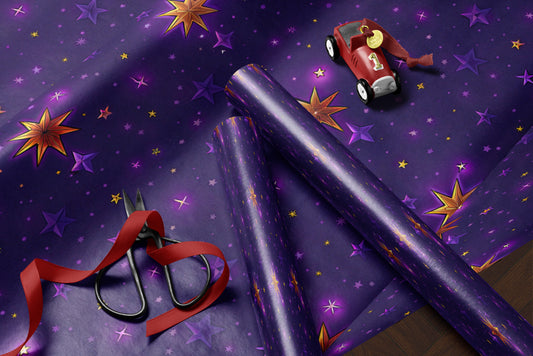 Purple Galaxy Stars Wrapping Paper