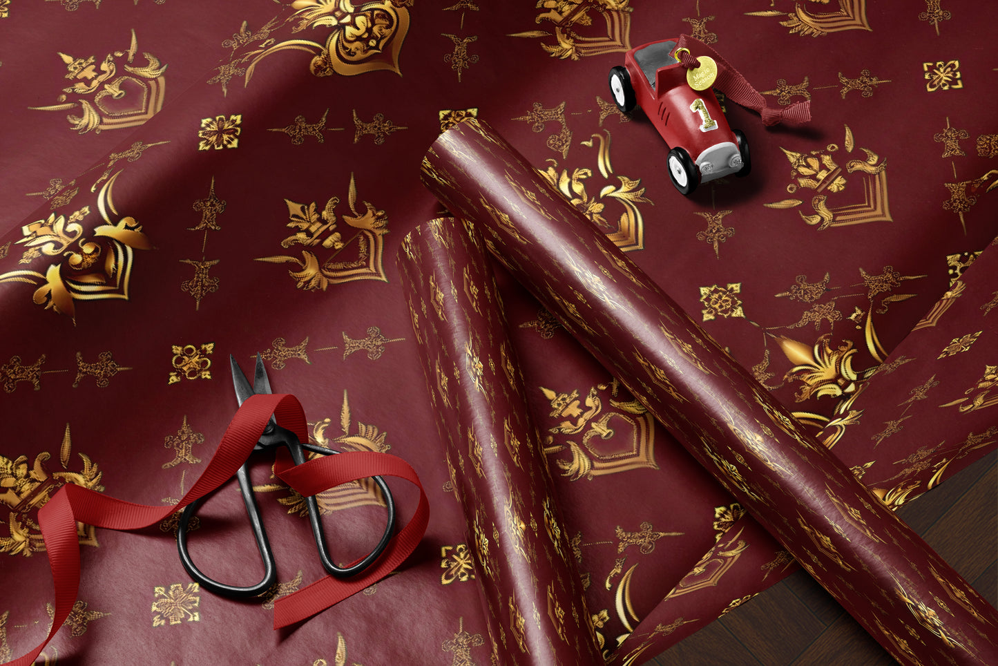 Gilded Ornate Damask Wrapping Paper