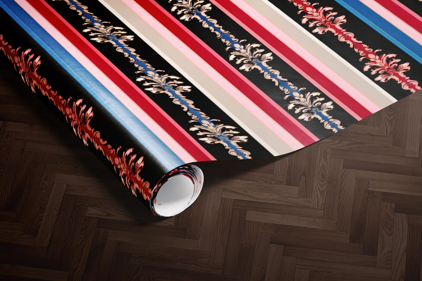 Black Baroque Stripe Wrapping Paper