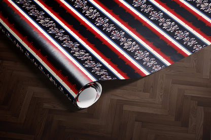 Red Navy Decorative Stripe Wrapping Paper
