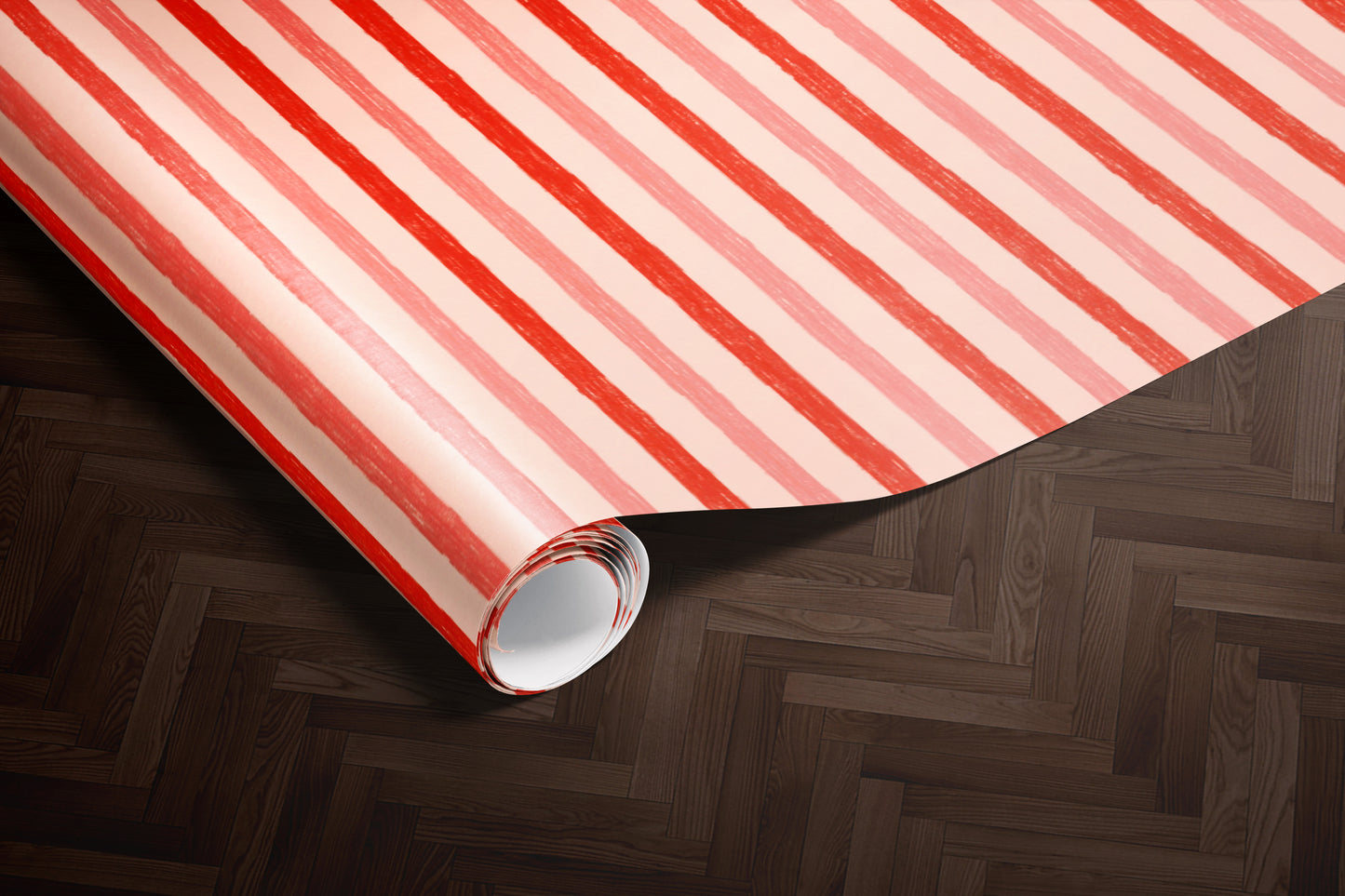 Red and Pink Striped Gift Wrap