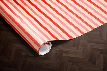 Red and Pink Striped Gift Wrap