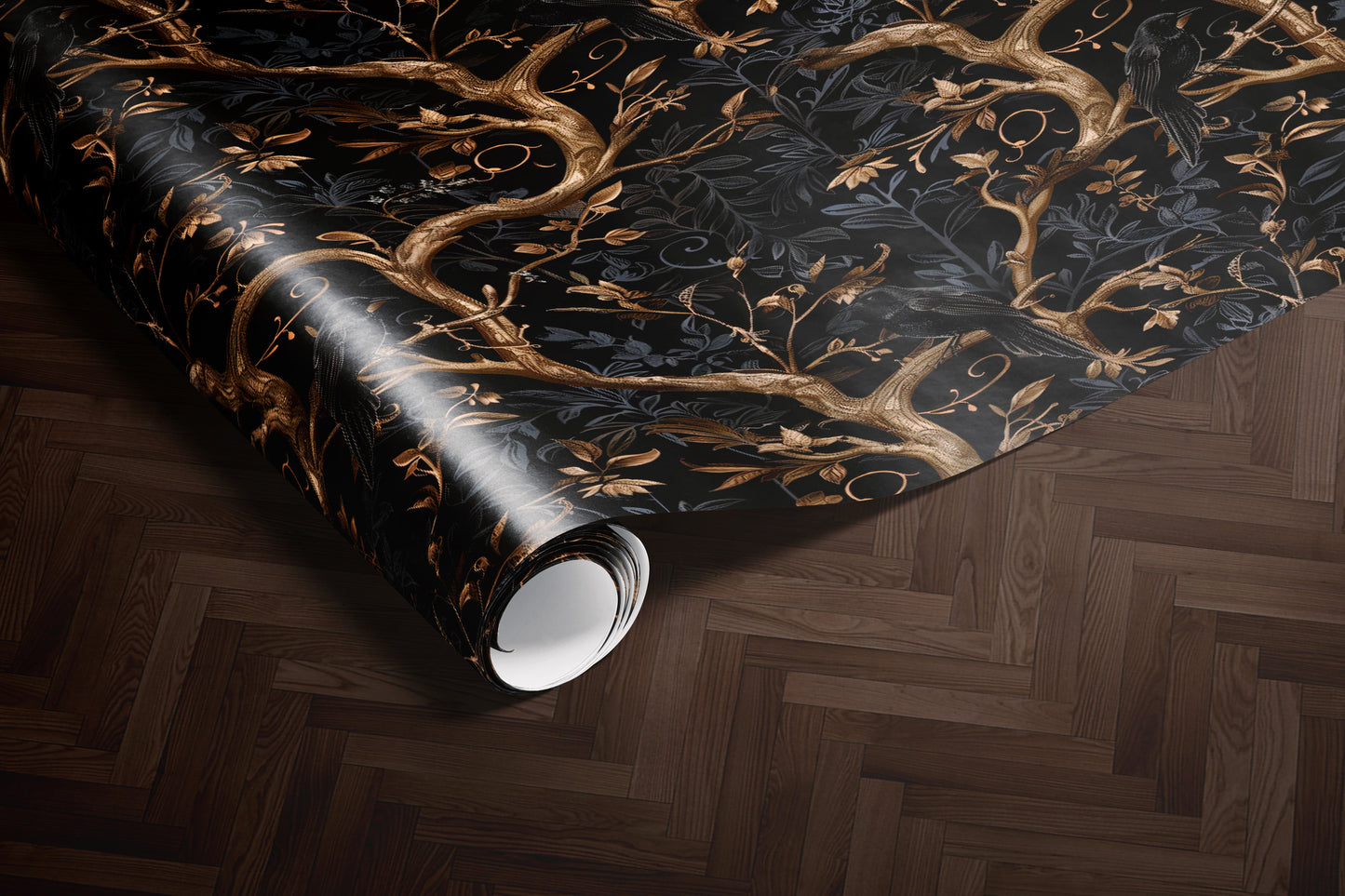 Dark Botanical Forest Wrapping Paper