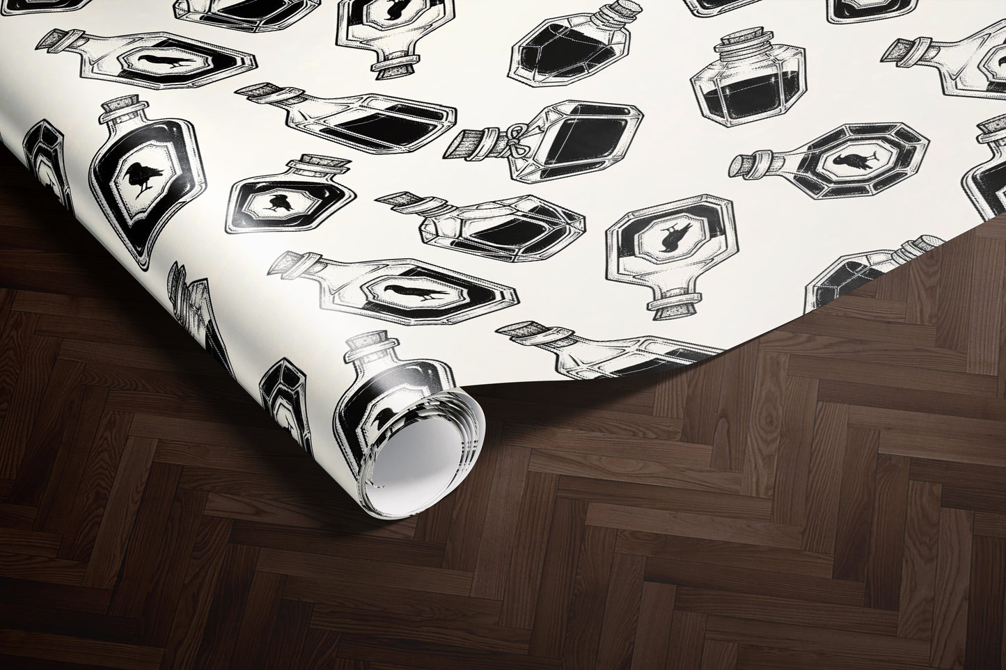 Raven Bottle Pattern Wrapping Paper