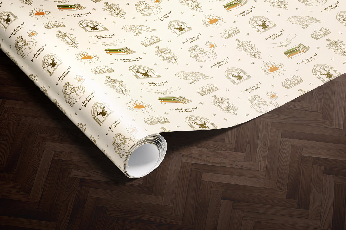 Fireheart Cream Wrapping Paper - MagicMerchEmporium