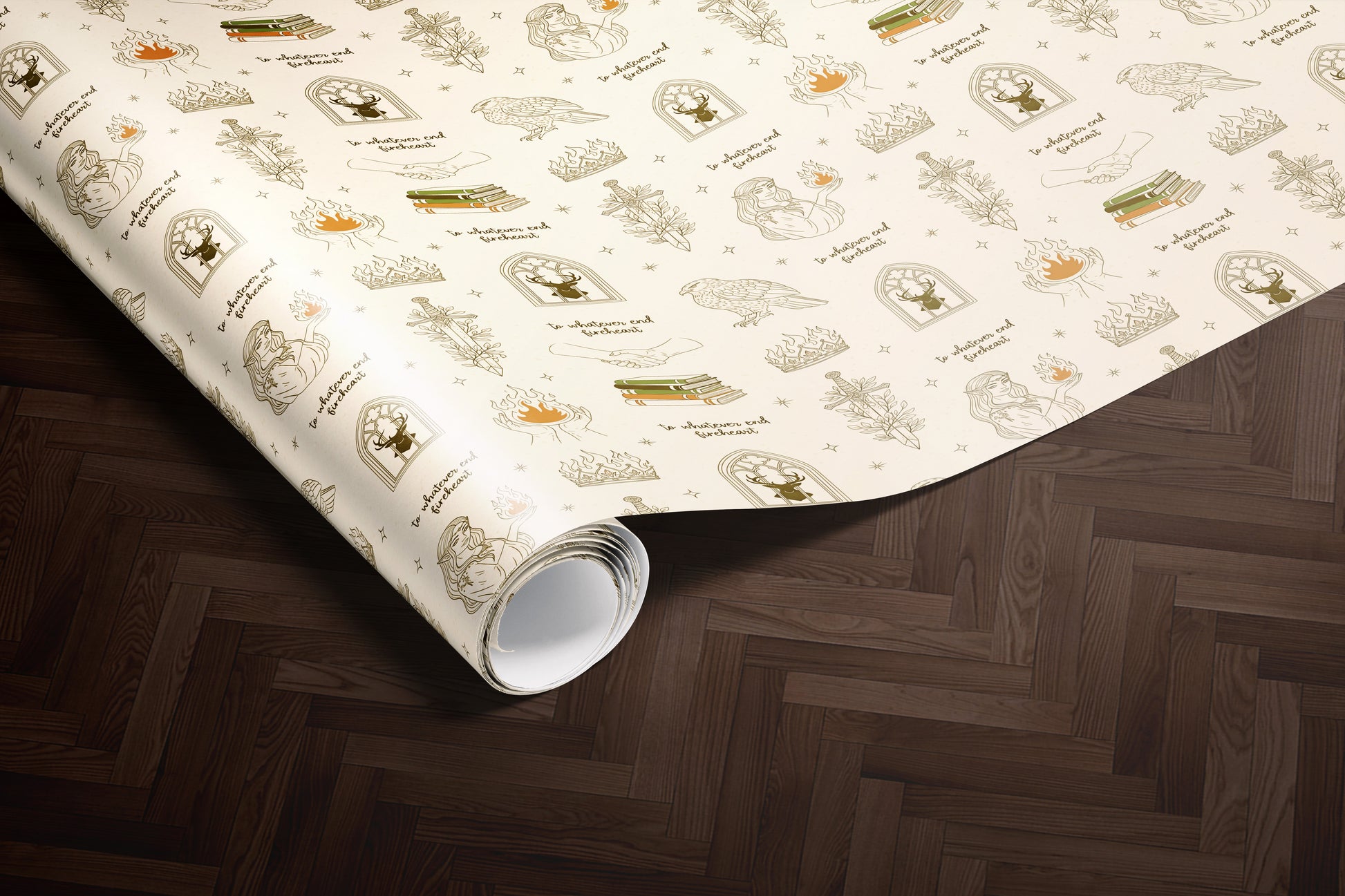 Fireheart Cream Wrapping Paper - MagicMerchEmporium