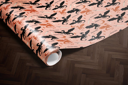 Peach Dragon Rider Wrapping Paper Roll - MagicMerchEmporium