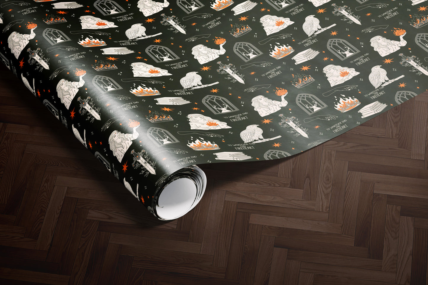 BookTok Fireheart Wrapping Paper - MagicMerchEmporium