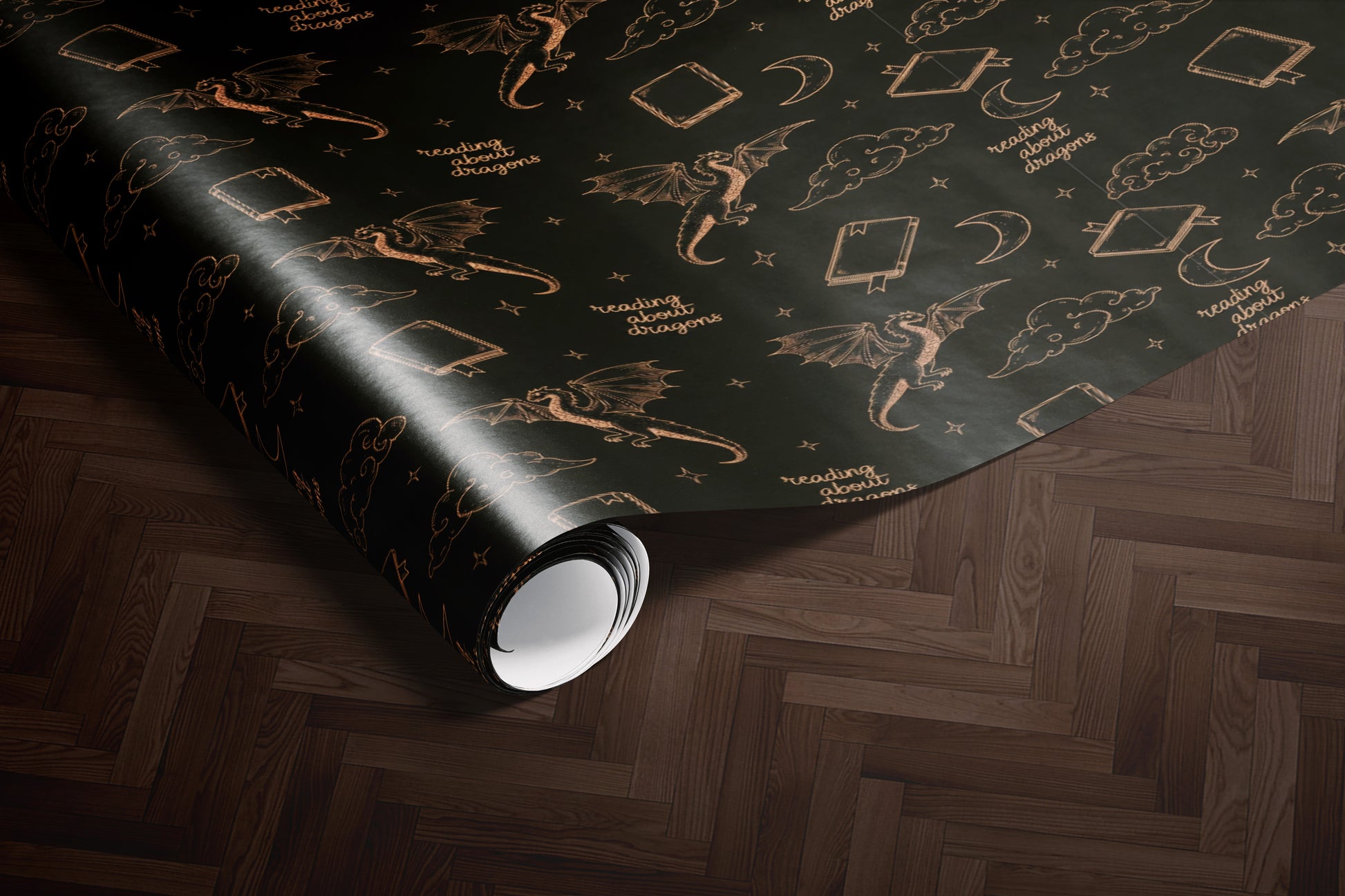 Reading About Dragons Wrapping Paper - MagicMerchEmporium