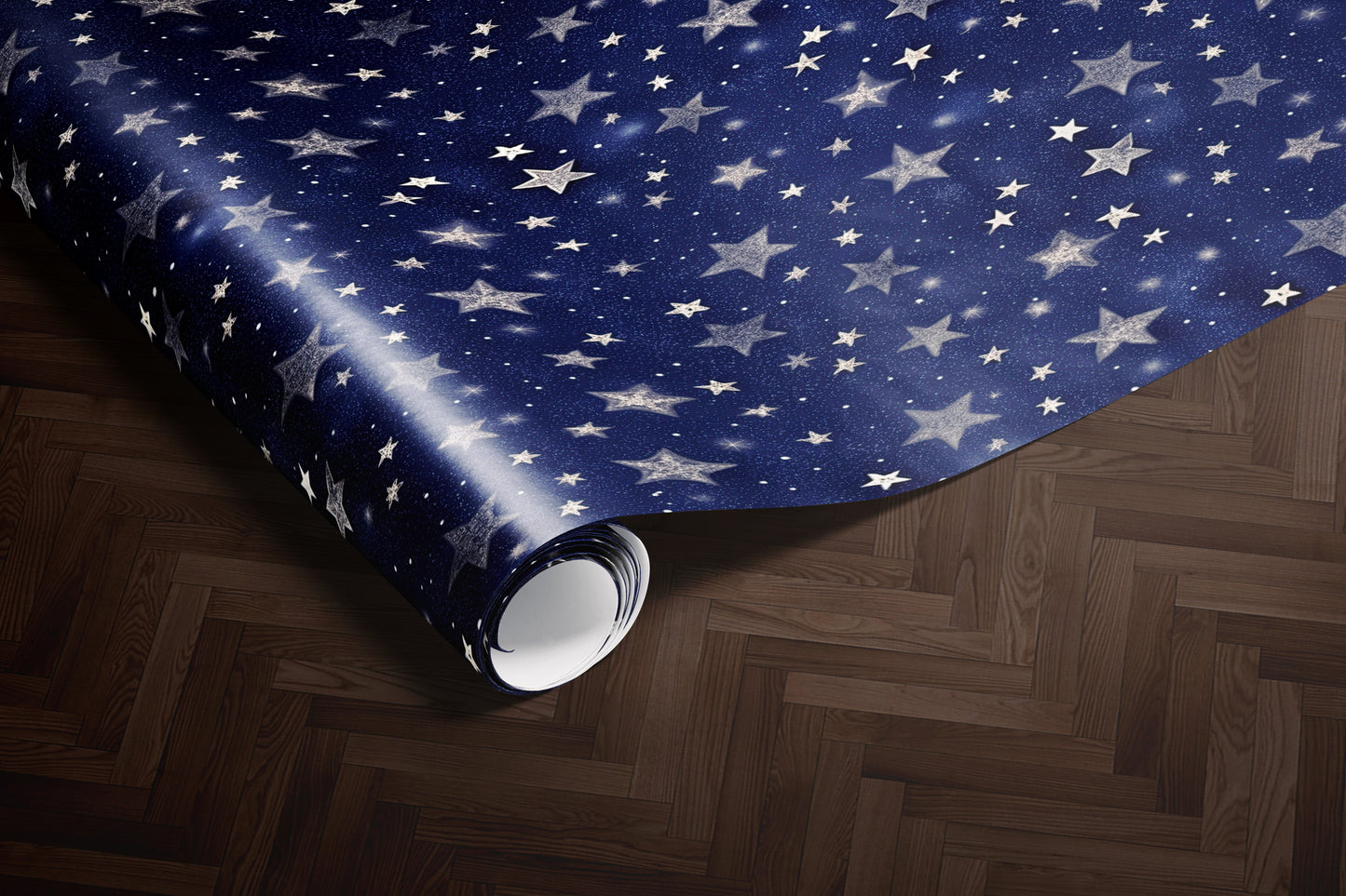 Navy White Stars Wrapping Paper