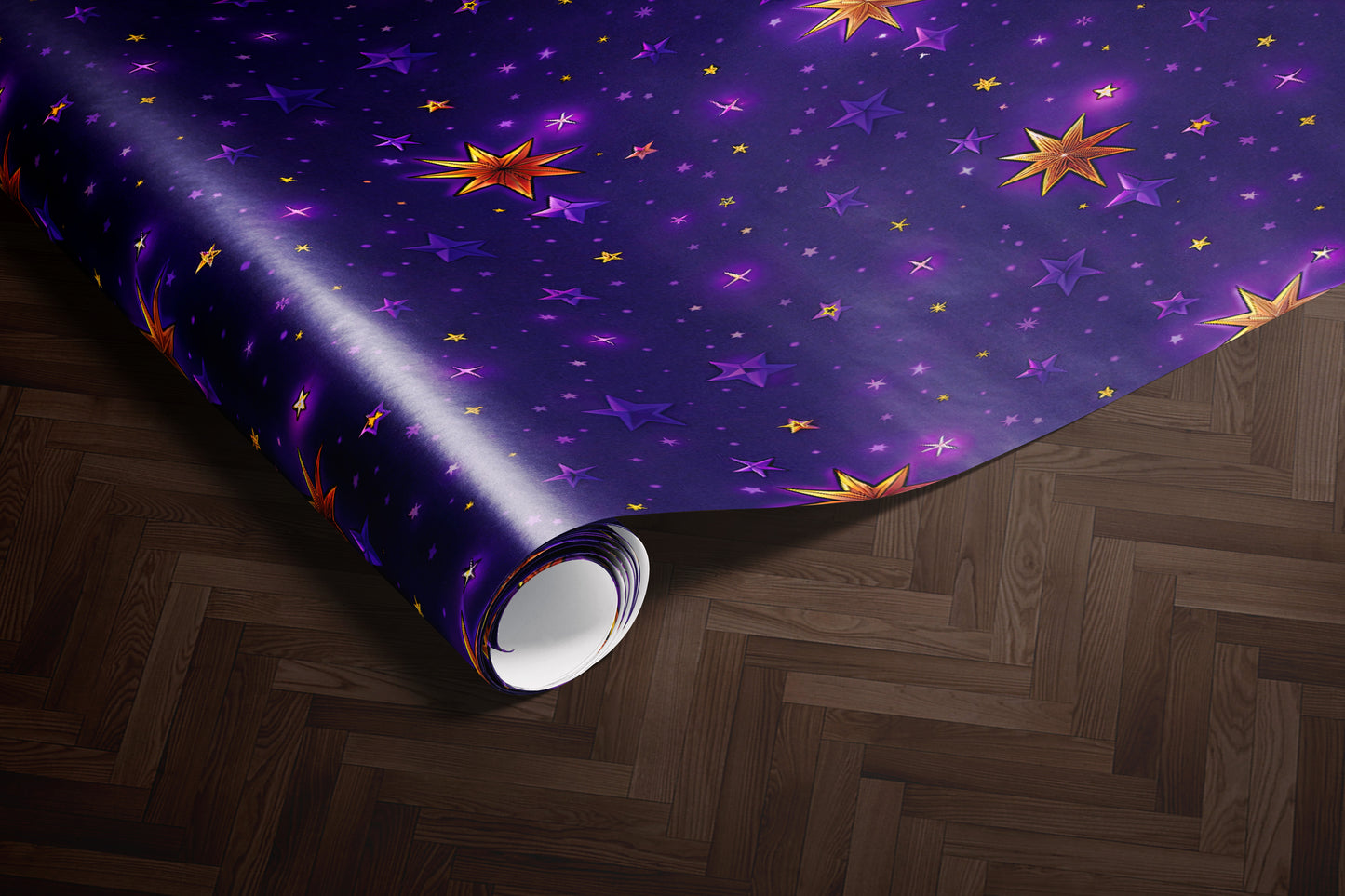 Purple Galaxy Stars Wrapping Paper