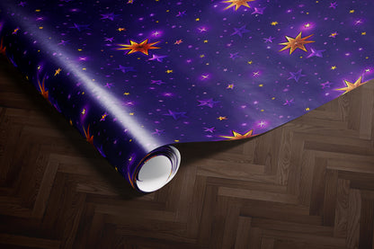 Purple Galaxy Stars Wrapping Paper