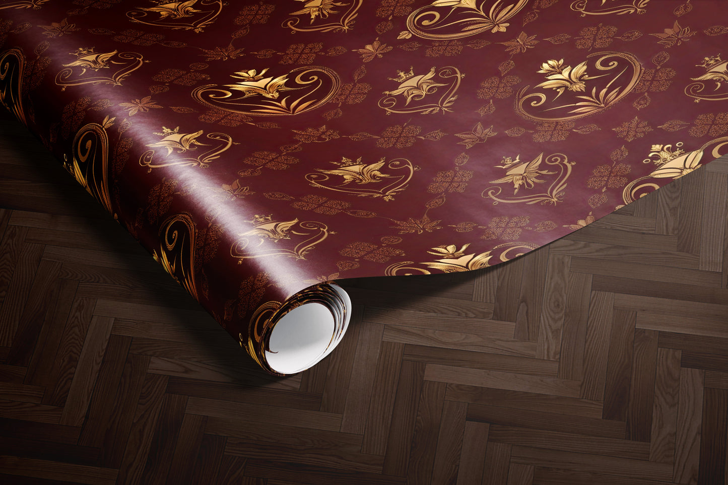 Burgundy Regal Baroque Wrapping Paper