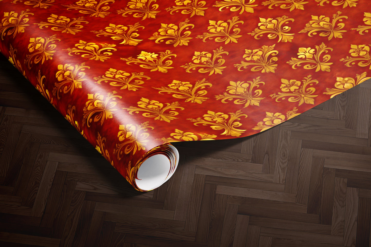 Red Regal Baroque Wrapping Paper