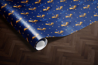 Royal Blue Fleur-de-Lis Wrapping Paper