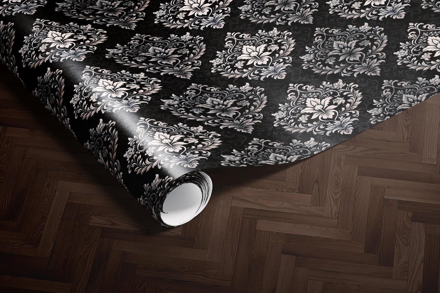 Elegant Silver Damask Wrapping Paper