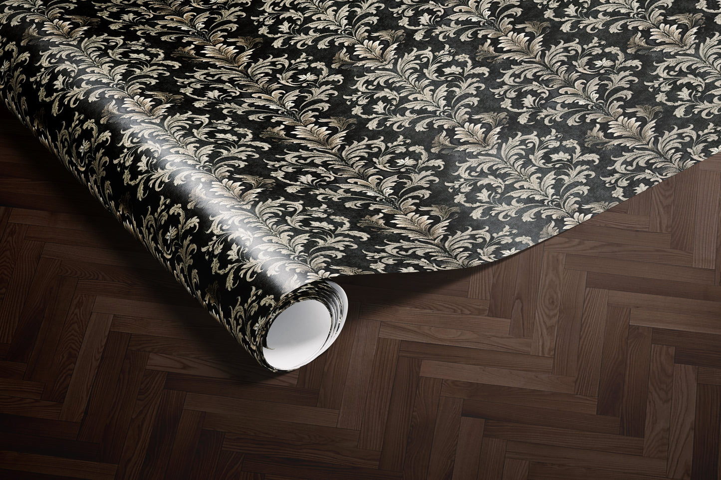 Elegant Black Damask Wrapping Paper