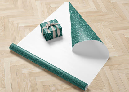Teal Floral Baroque Wrapping Paper