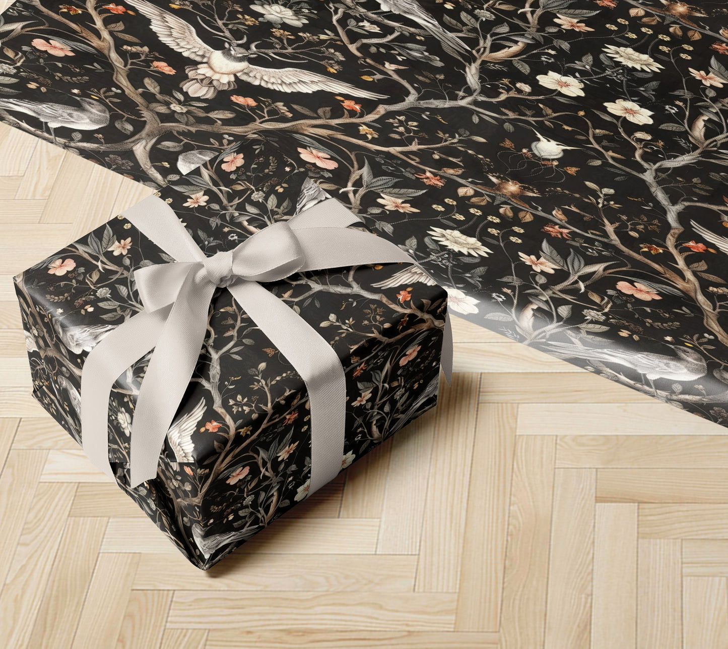 Dark Forest Birds Wrapping Paper