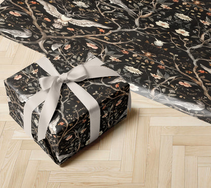 Dark Forest Birds Wrapping Paper