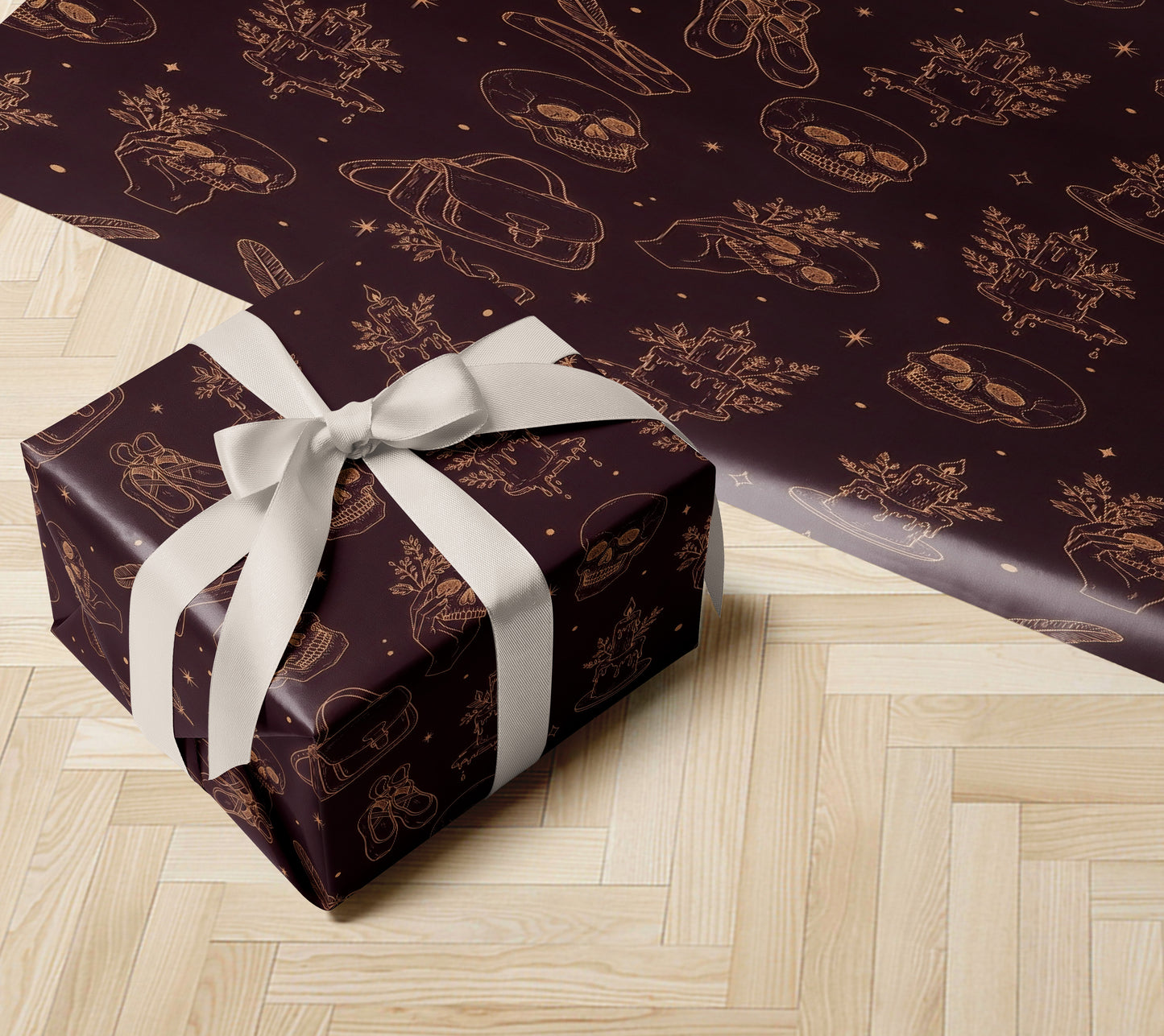 Dark Witch Aesthetic Burgundy Wrapping Paper