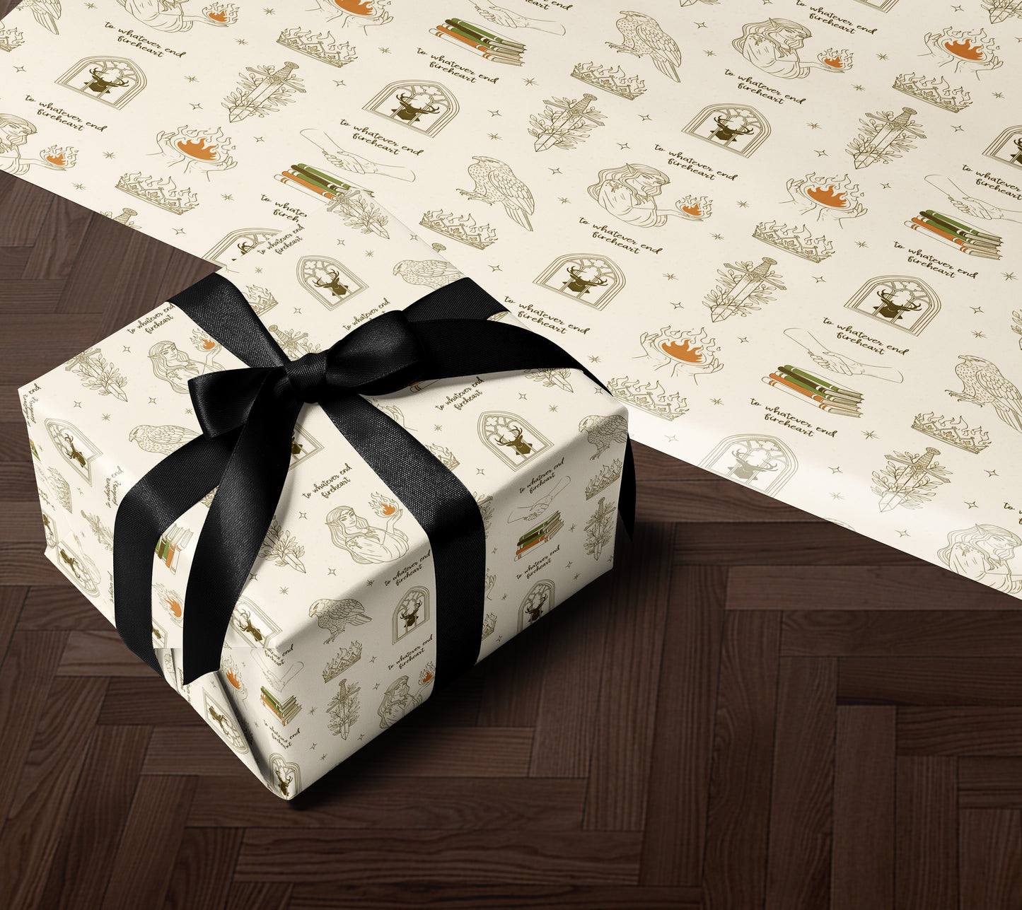 Fireheart Cream Wrapping Paper - MagicMerchEmporium