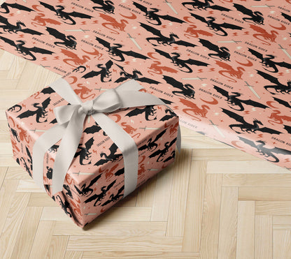 Peach Dragon Rider Wrapping Paper Roll - MagicMerchEmporium