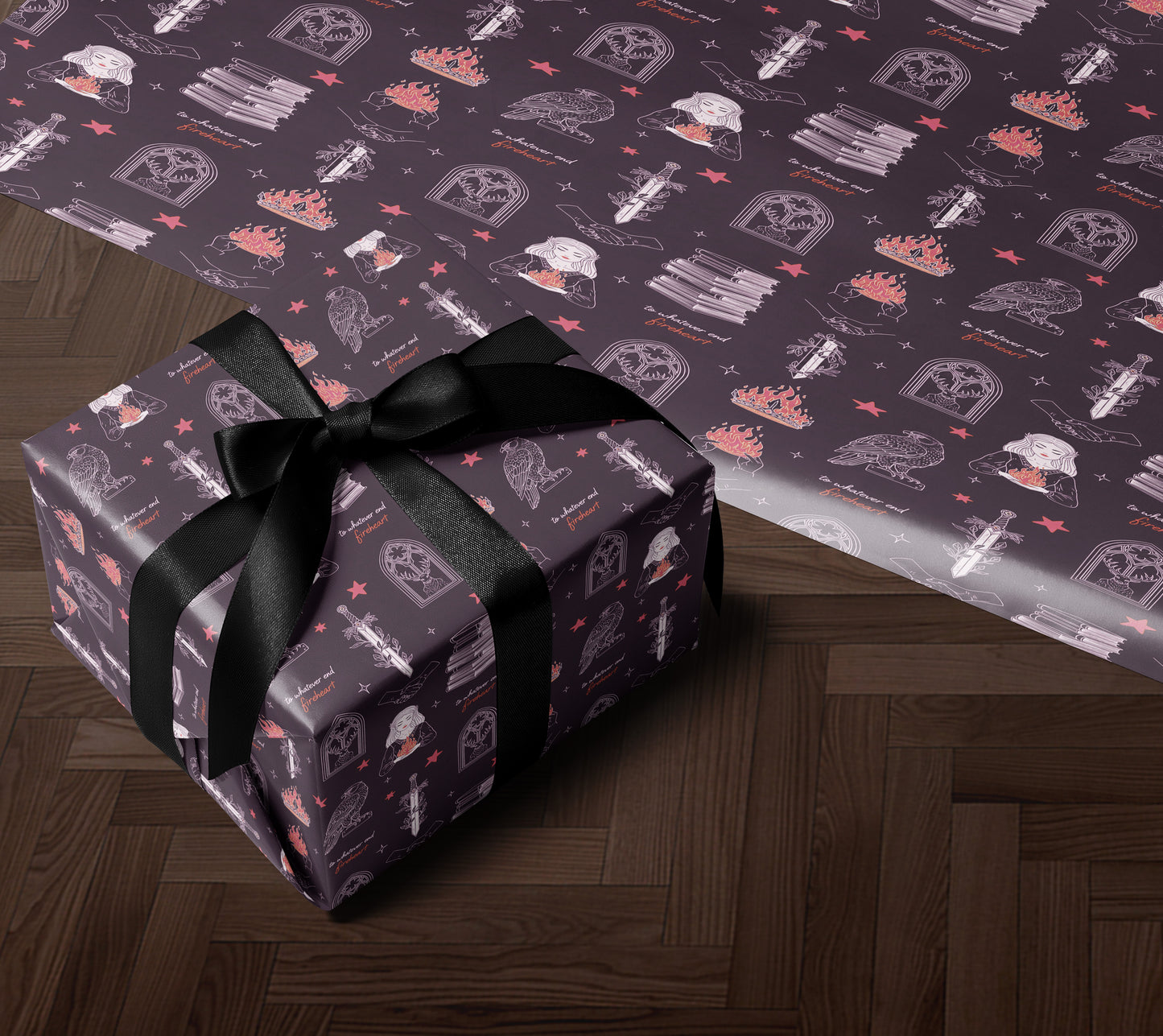 Dark Fireheart Wrapping Paper - MagicMerchEmporium