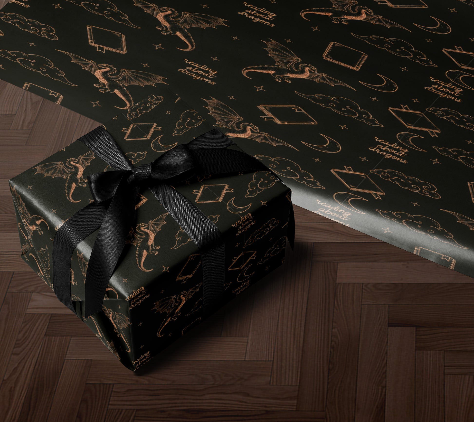 Reading About Dragons Wrapping Paper - MagicMerchEmporium
