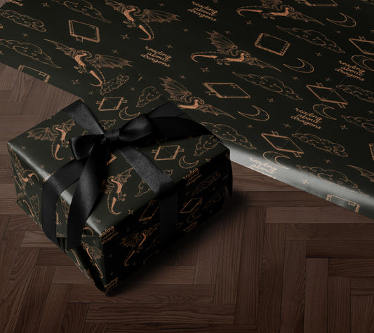Reading About Dragons Wrapping Paper - MagicMerchEmporium