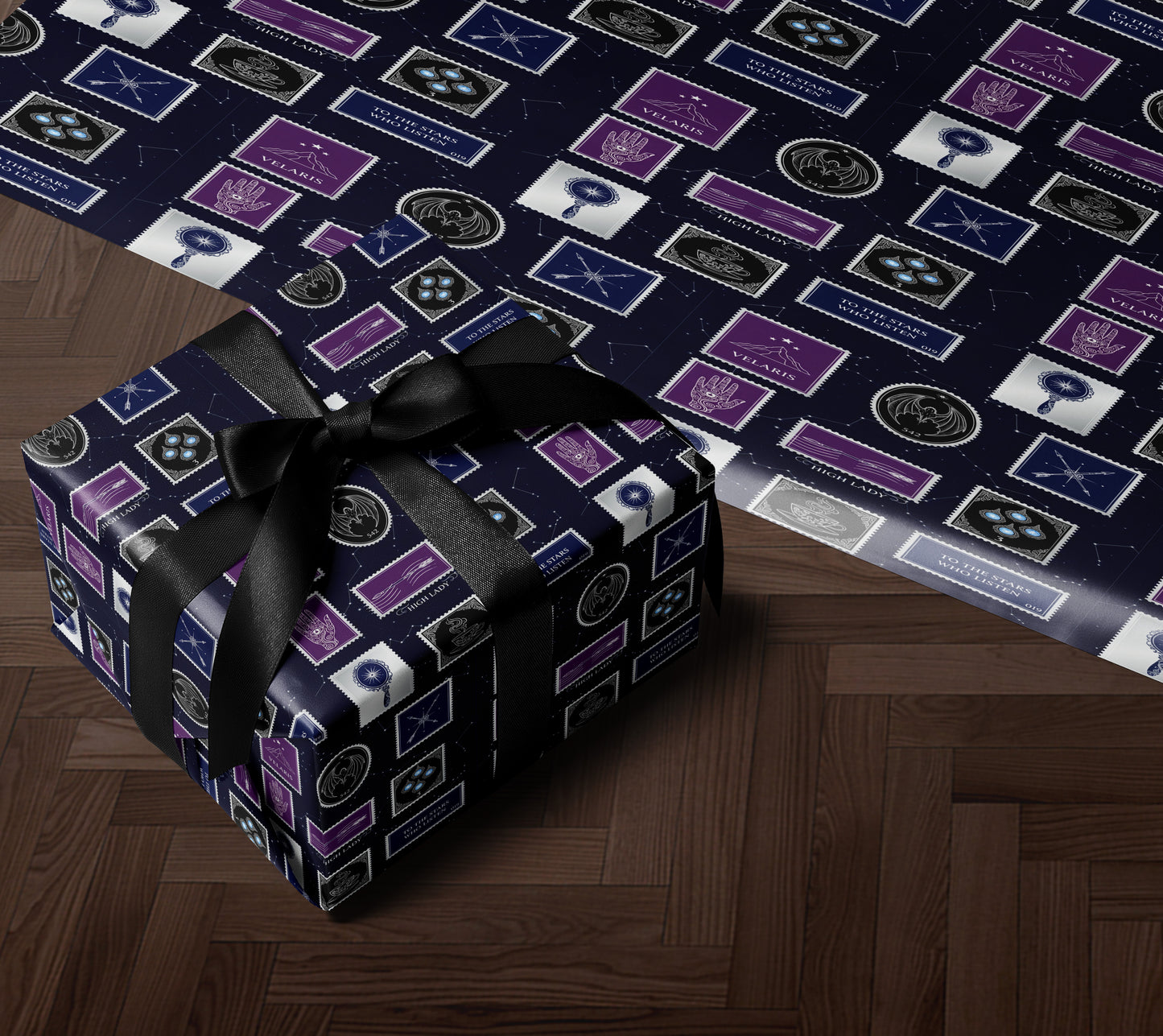 Velaris purple and navy Wrapping Paper - MagicMerchEmporium