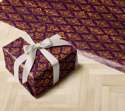 Luxury Purple Baroque Damask Wrapping Paper