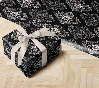 Elegant Silver Damask Wrapping Paper