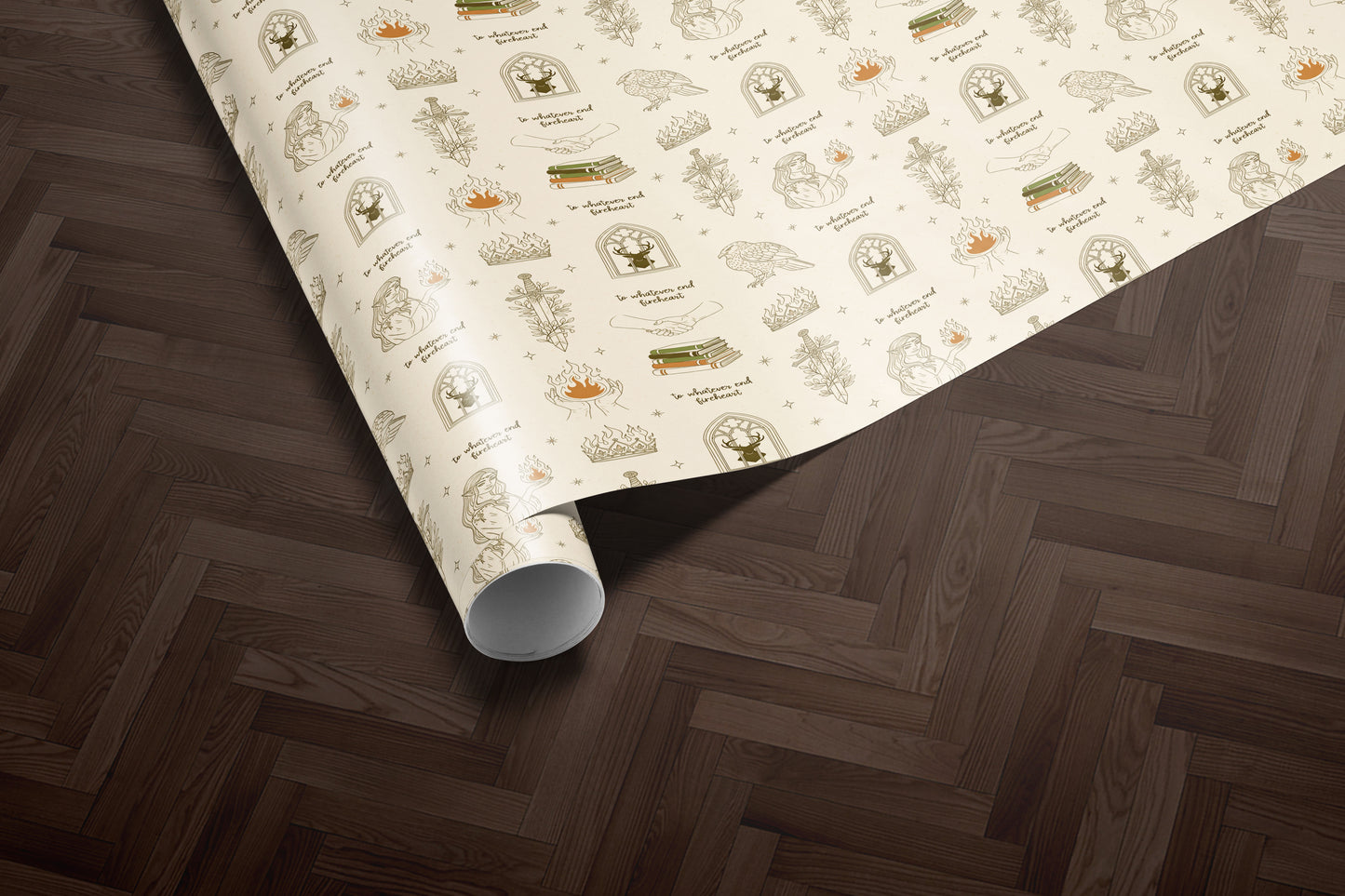 Fireheart Cream Wrapping Paper - MagicMerchEmporium