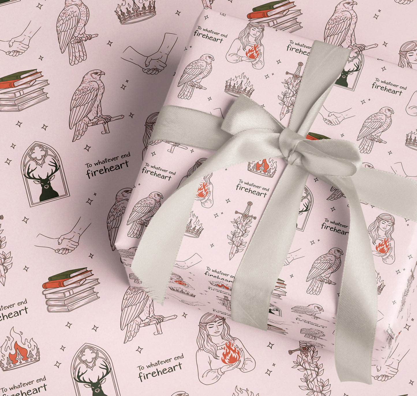 Romantasy Fireheart Wrapping Paper - MagicMerchEmporium