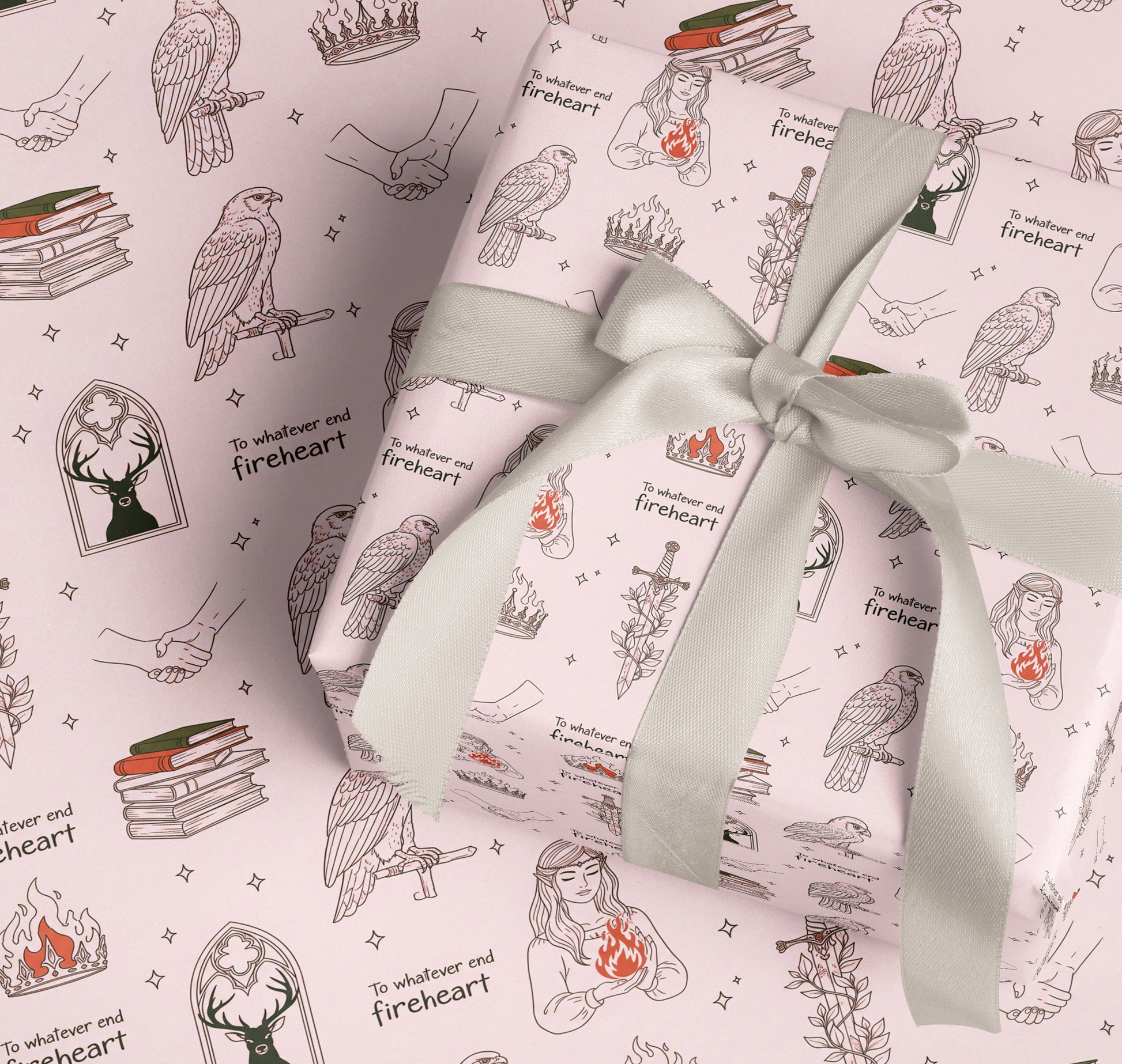 Romantasy Fireheart Wrapping Paper - MagicMerchEmporium