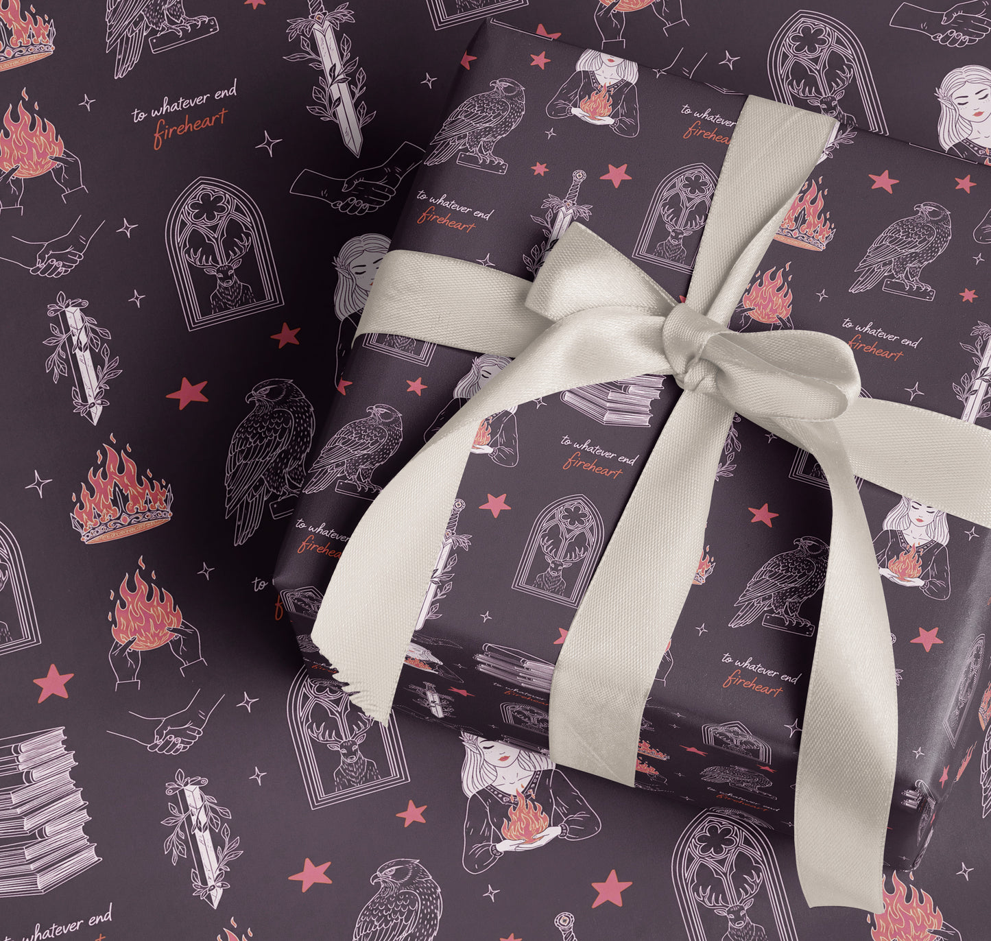 Dark Fireheart Wrapping Paper - MagicMerchEmporium