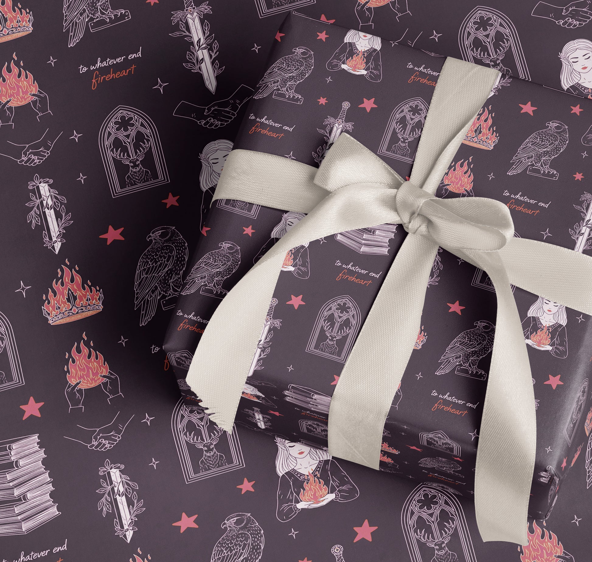Dark Fireheart Wrapping Paper - MagicMerchEmporium