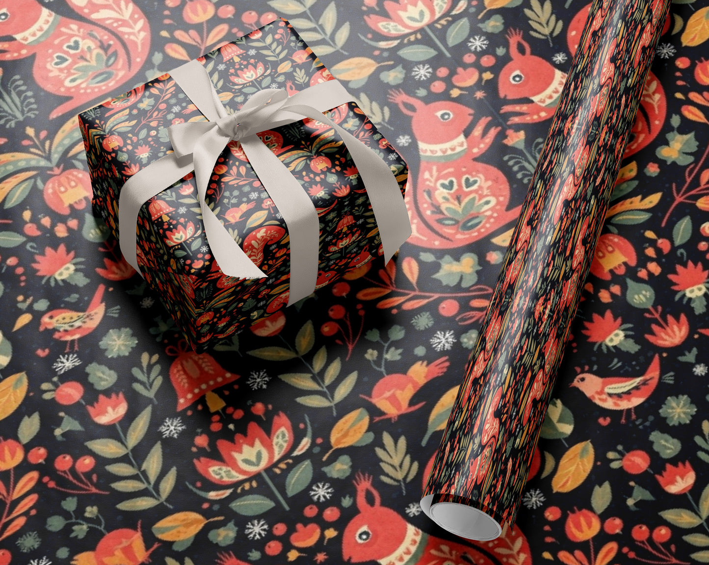Scandinavian Folk Art Wrapping Paper