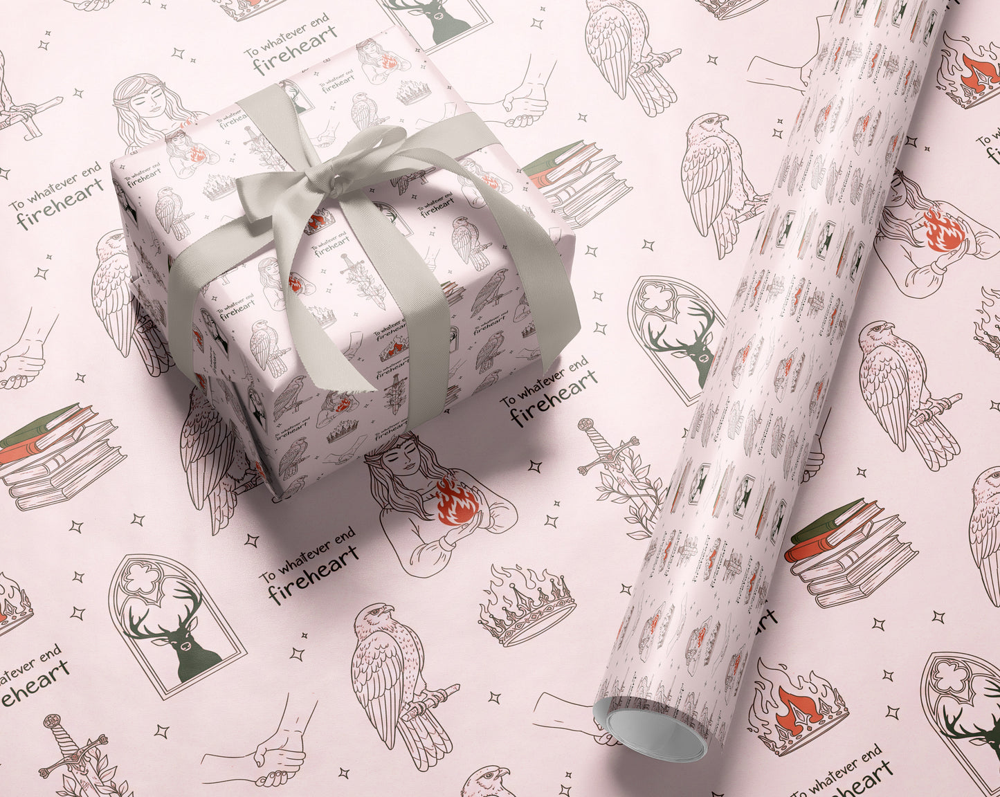 Romantasy Fireheart Wrapping Paper - MagicMerchEmporium