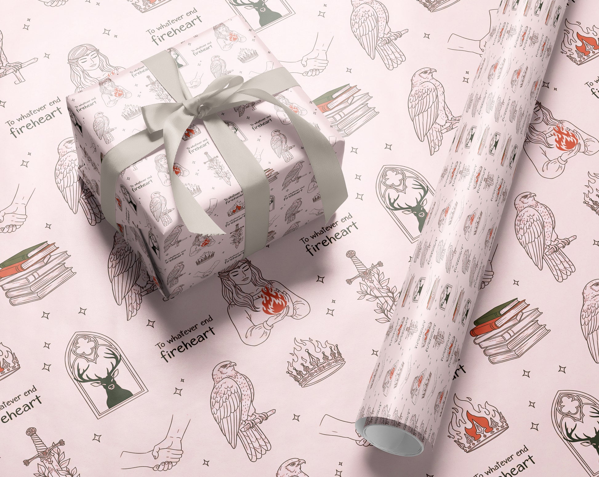 Romantasy Fireheart Wrapping Paper - MagicMerchEmporium