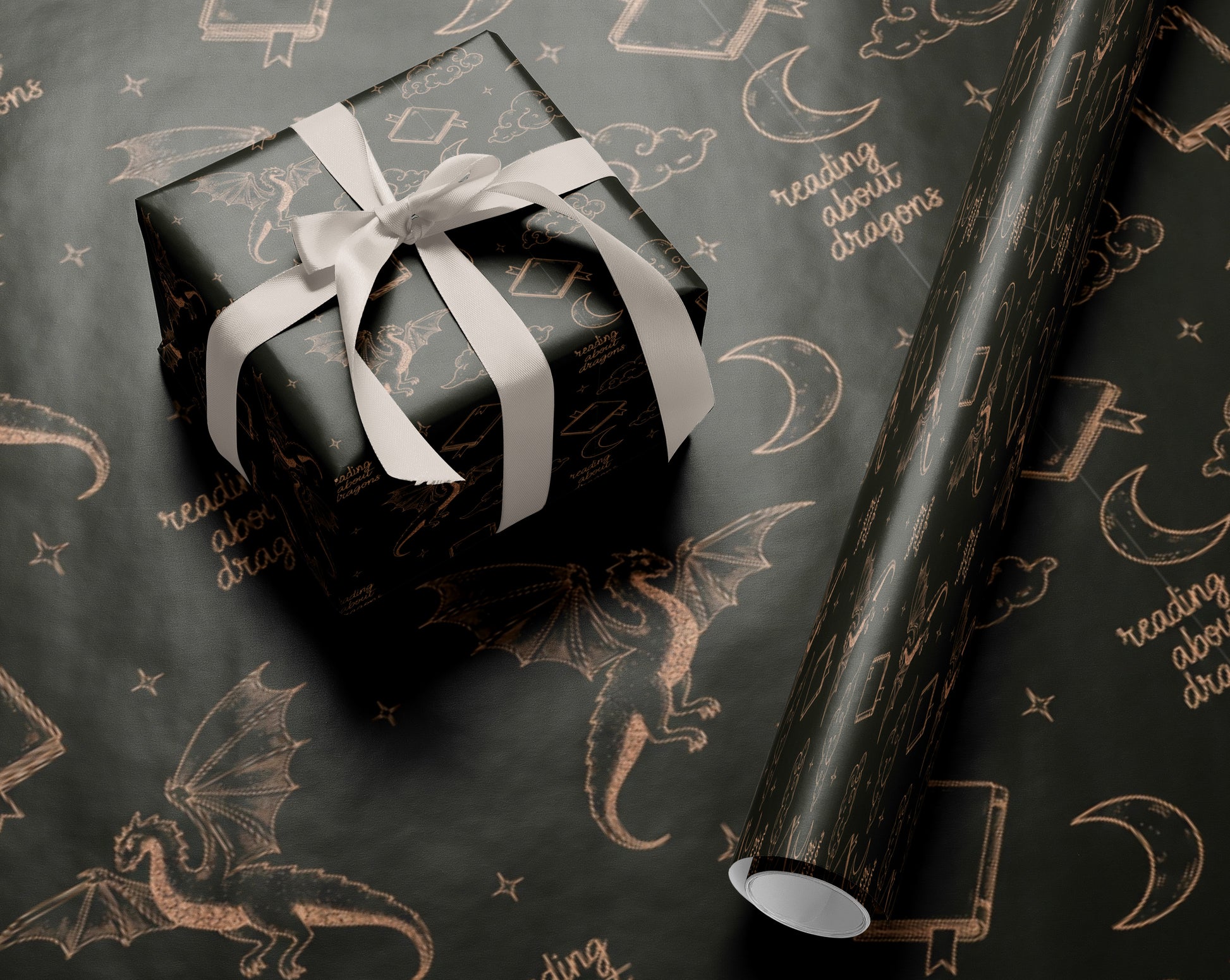 Reading About Dragons Wrapping Paper - MagicMerchEmporium