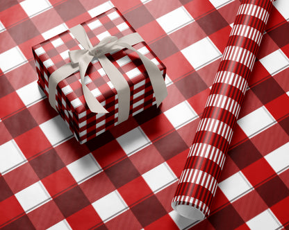 Classic Red Plaid Gift Wrap Roll