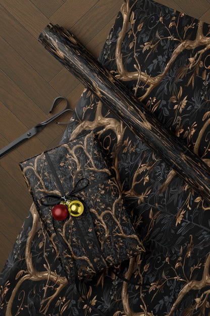 Dark Botanical Forest Wrapping Paper