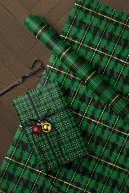 Green and Black Tartan Wrapping Paper