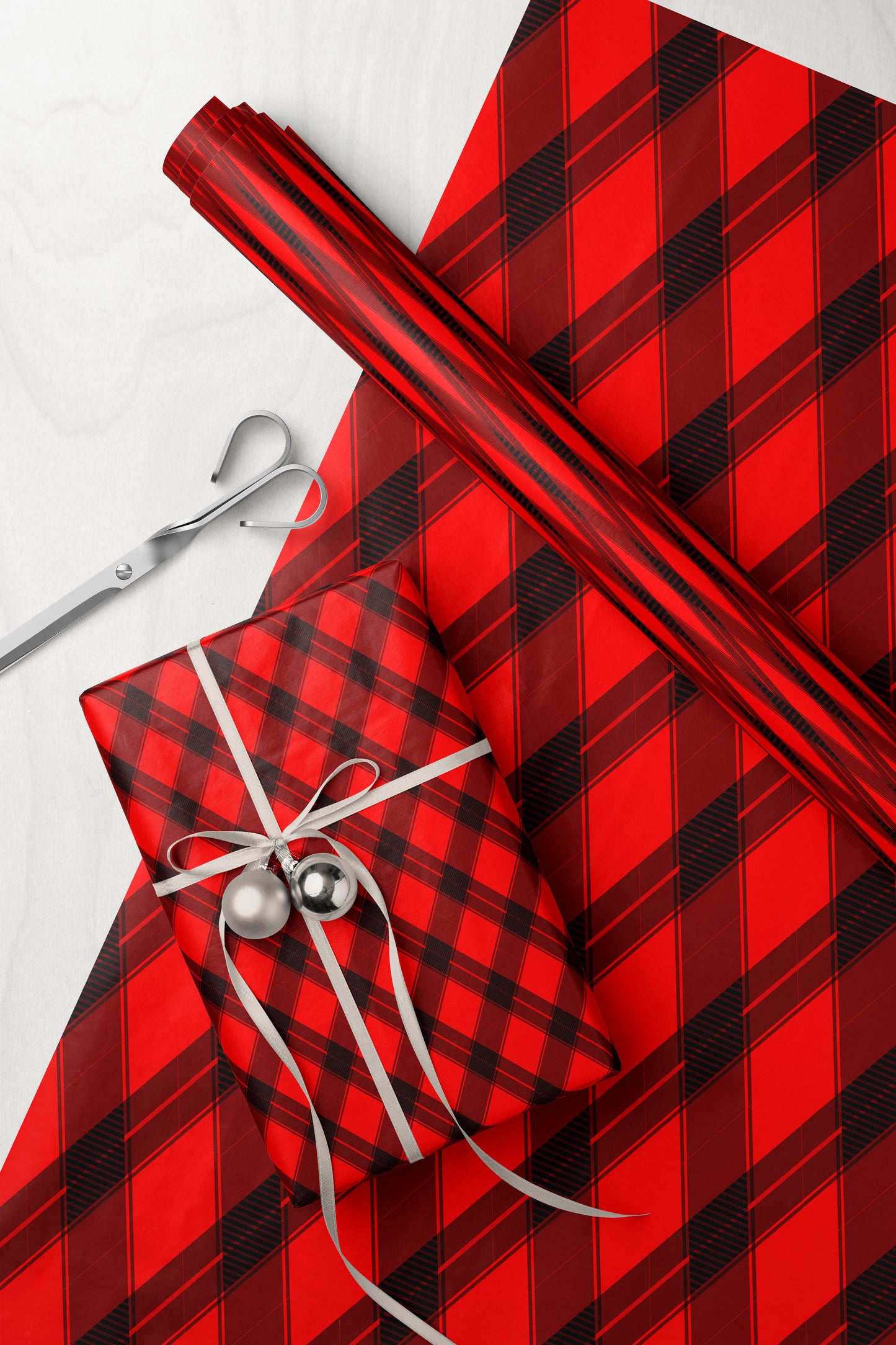 Red Plaid Wrapping Paper Roll