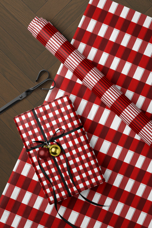 Classic Red Plaid Gift Wrap Roll