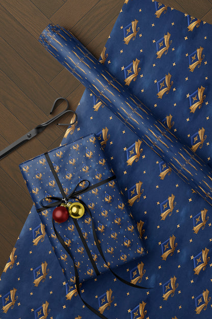 Royal Blue Fleur-de-Lis Wrapping Paper
