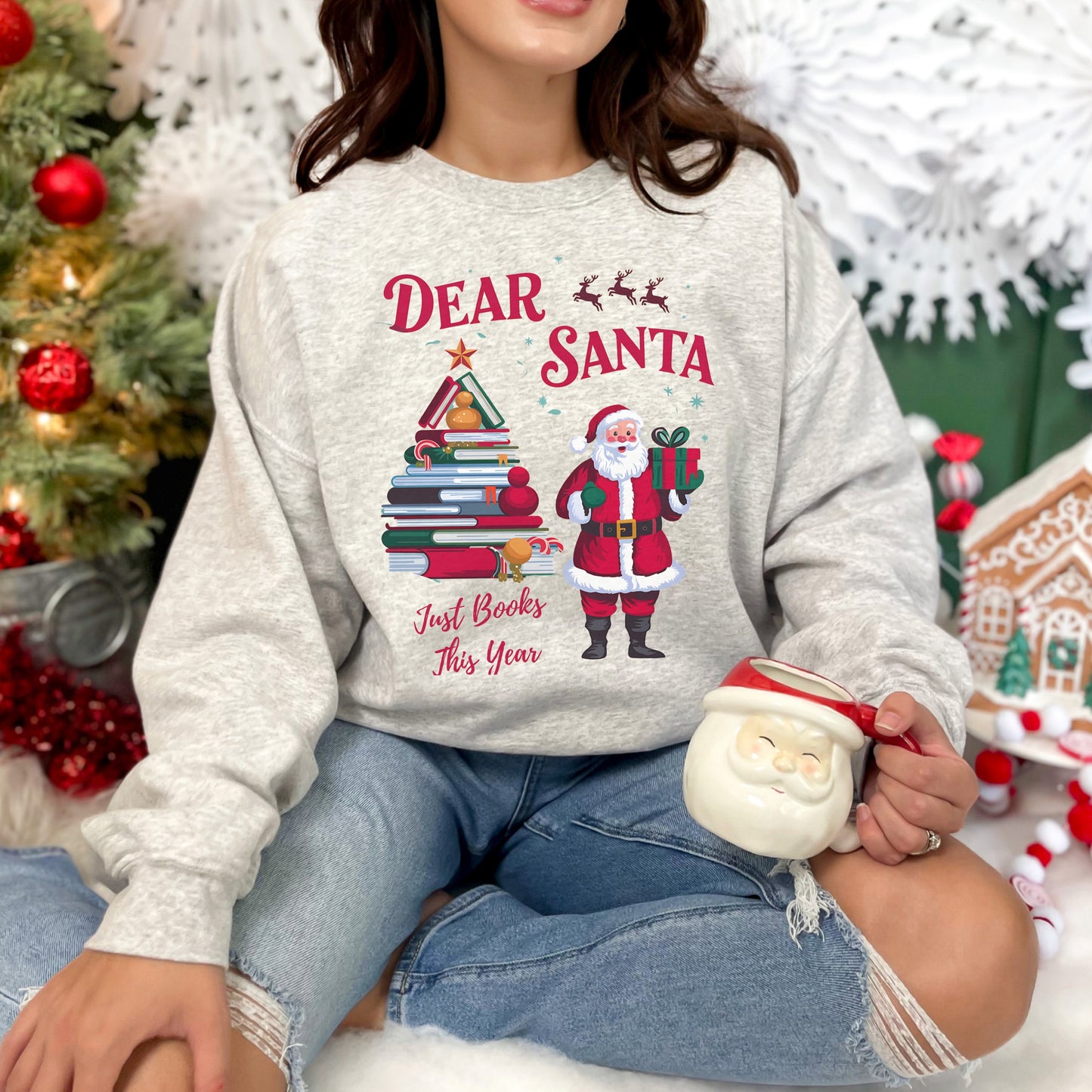 Dear Santa, Just Books This Year Christmas Sweatshirt 📚🎅