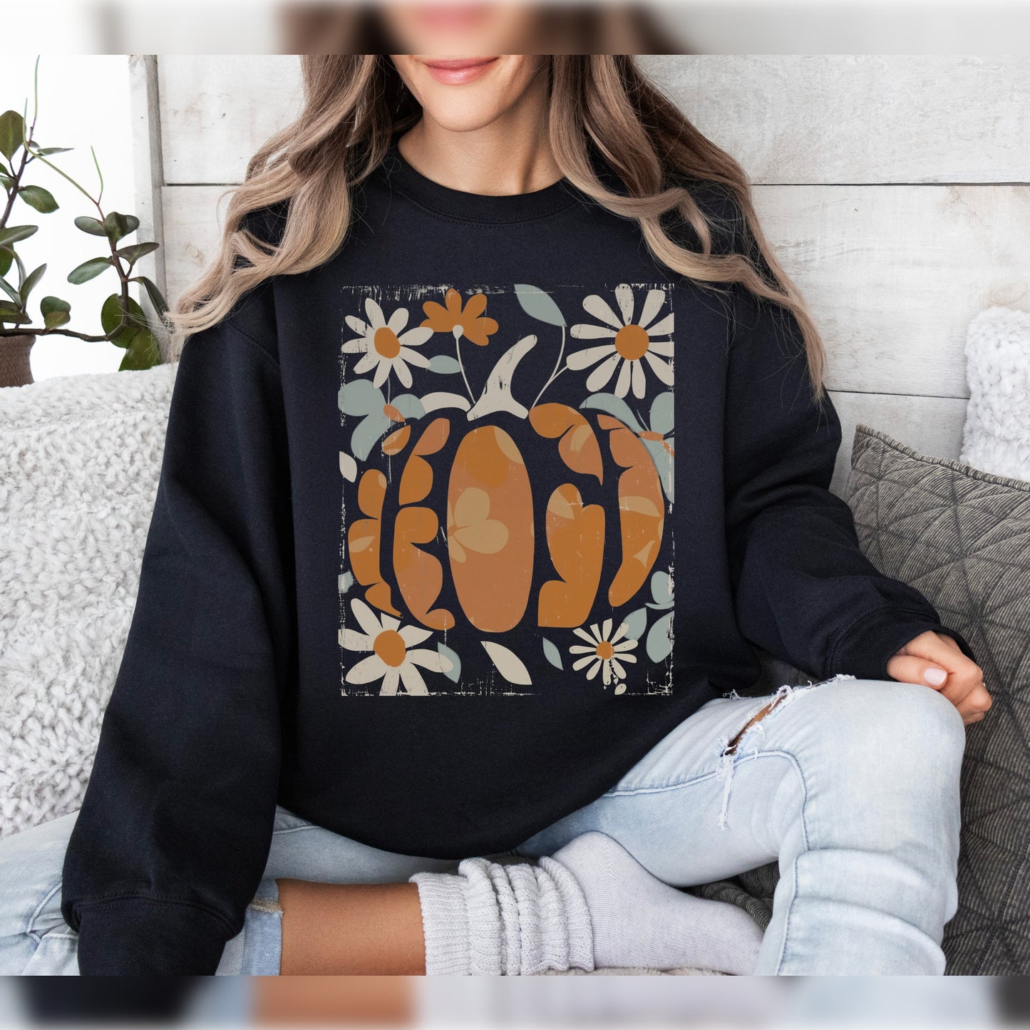 Floral Pumpkin Oversized Crewneck 🌻🍂